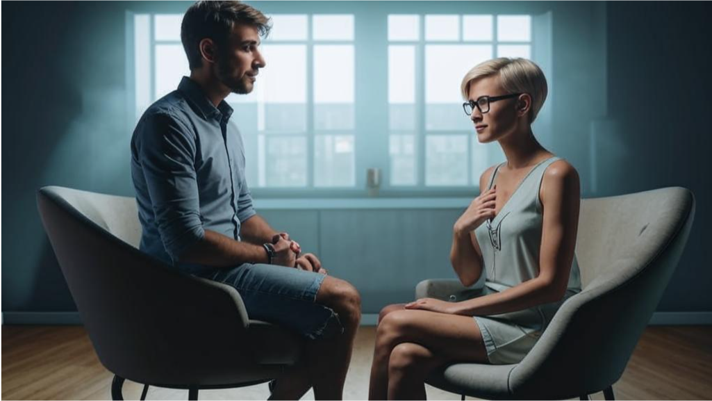 Девушка приходит на приём к психологу.