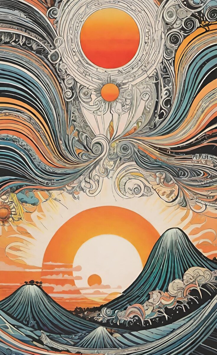 Горы подсознания. Иллюстрация создана с помощью нейросетей StableDiffusion и DreamAI.