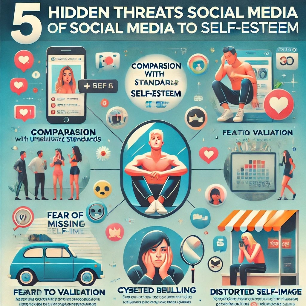 "Вот 5 главных угроз, которые соцсети представляют для нашей самооценки. Давайте разберём каждую из них подробнее."