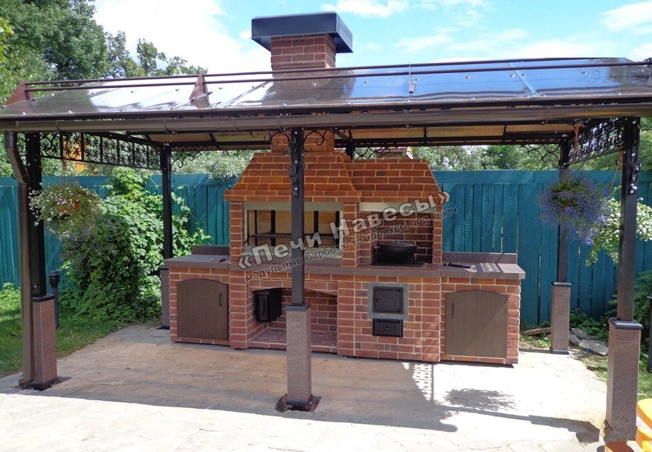 модульный барбекю комплекс под навесом