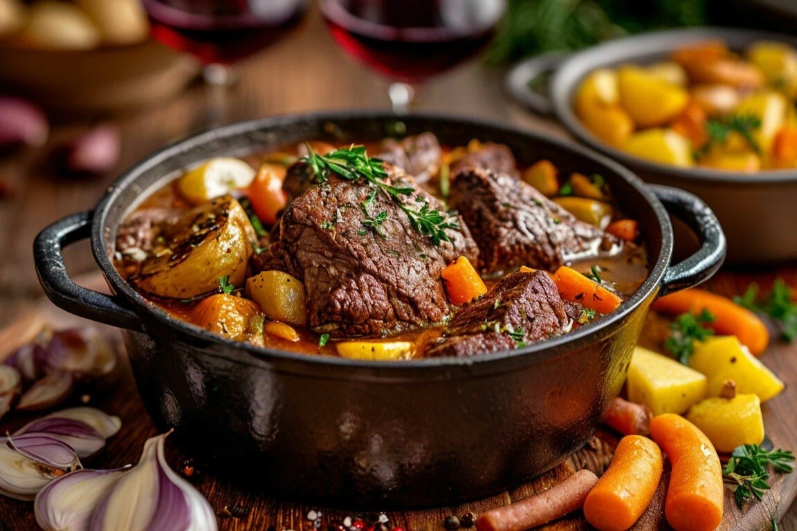 Жаркое из говядины с картофелем и овощами