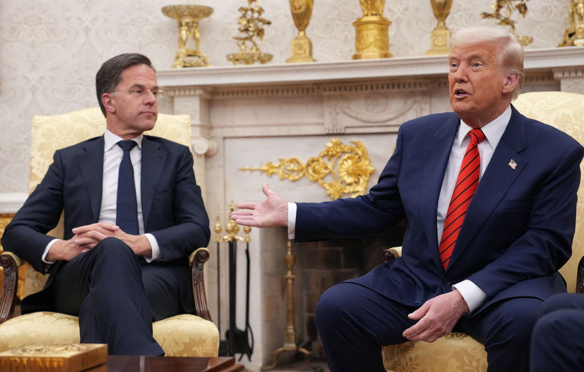    Генеральный секретарь НАТО Марк Рютте и президент США Дональд Трамп  Andrew Harnik/Getty Images