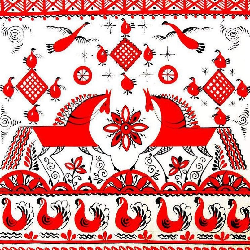 Мезенская роспись. Ленточный орнамент