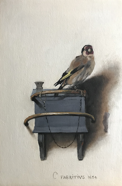 полотно Карела Фабрициуса "Щегол", 1654 год