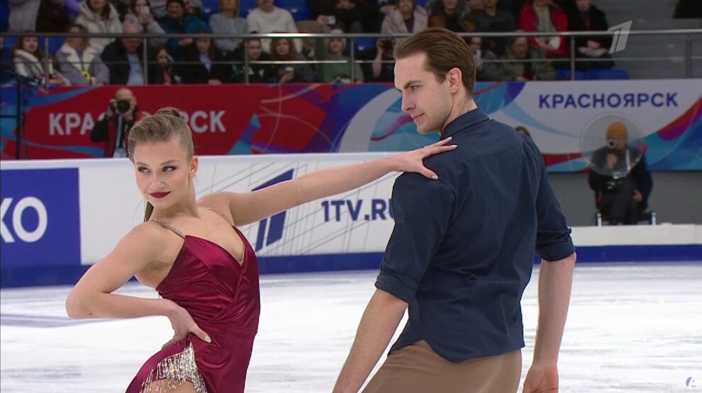    Василиса Кагановская и Максим Некрасов. Фото: стоп-кадр прямого эфира «Первого канала»