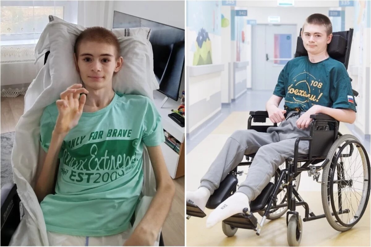    Слева: таким истощённым Валентин Селявин был доставлен в московскую детскую больницу. Справа: только после очень длительной реабилитации Валя впервые смог улыбнуться.