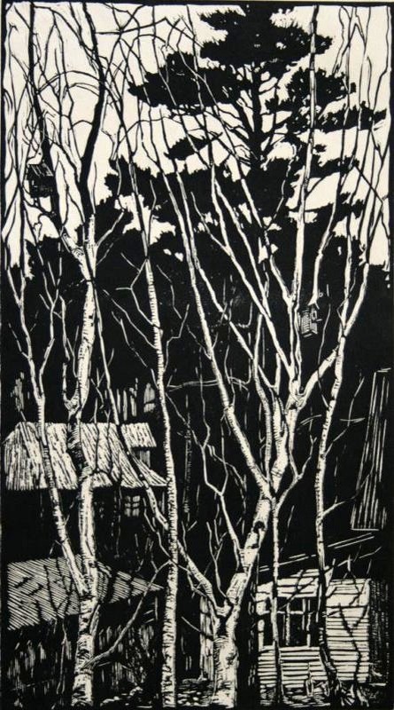 «Апрель», линогравюра, 1960 год (фонд Нижнетагильского музея изобразительных искусств)