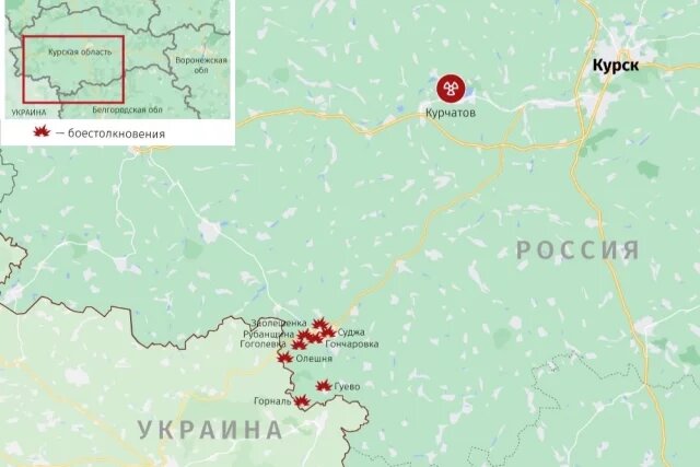    Карта боестолкновений в Курской области на 14 марта 2025 года