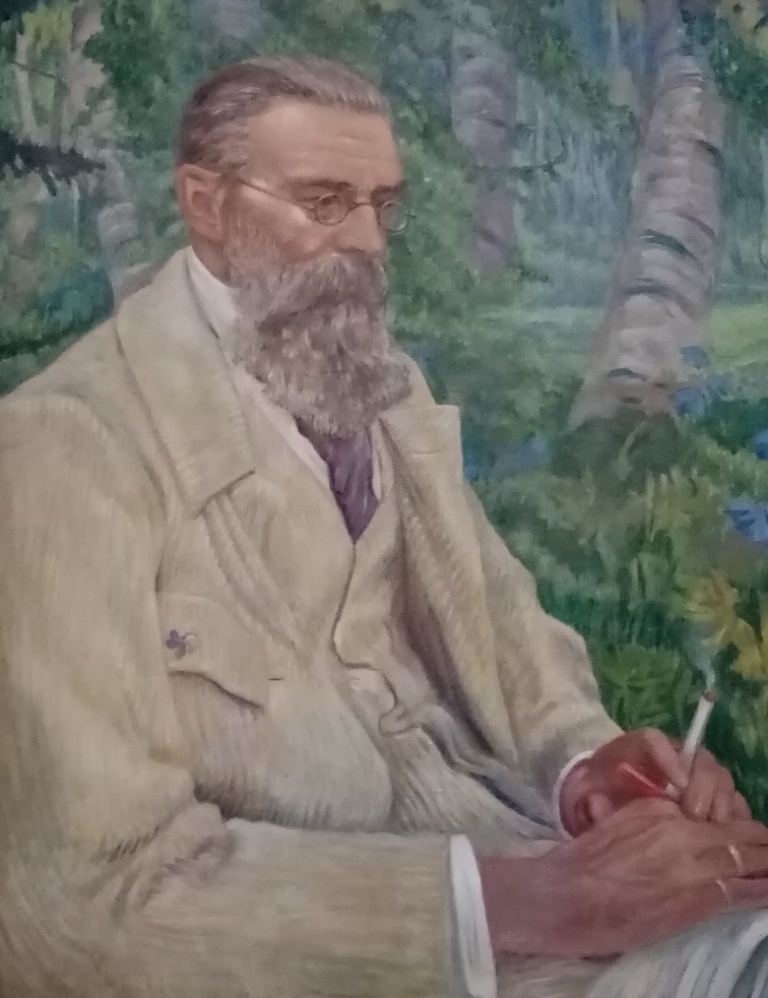 Портрет Римского-Корсакова работы А. Ухановой. Любенск, Дом-музей РК. Моё фото 2022 года. В июле того же года дом сгорел. Вероятно, портрет тоже погиб.