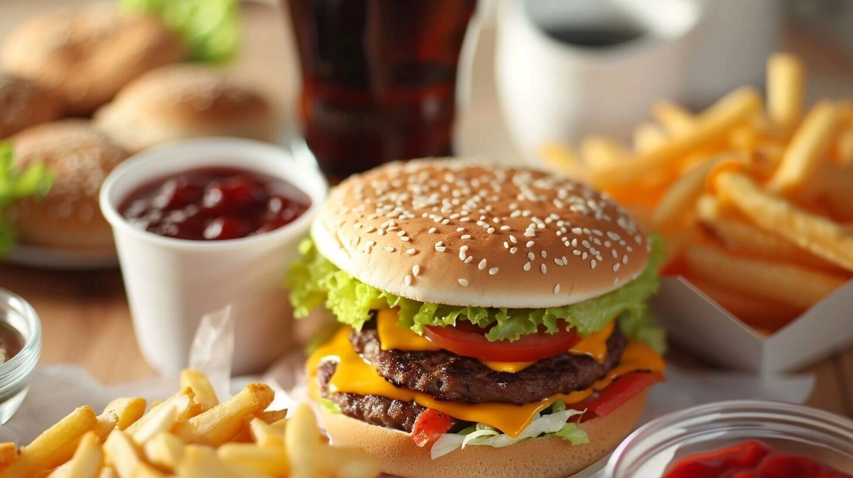 Фото: Изображение Midjourney. Увлечение фастфудом — одна из причин ожирения
