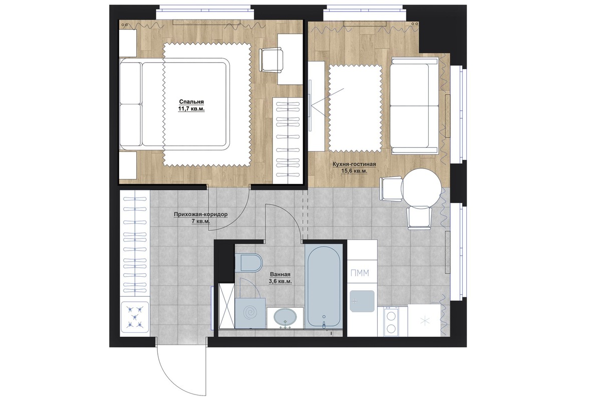 Планировочное решение и расстановка мебели 