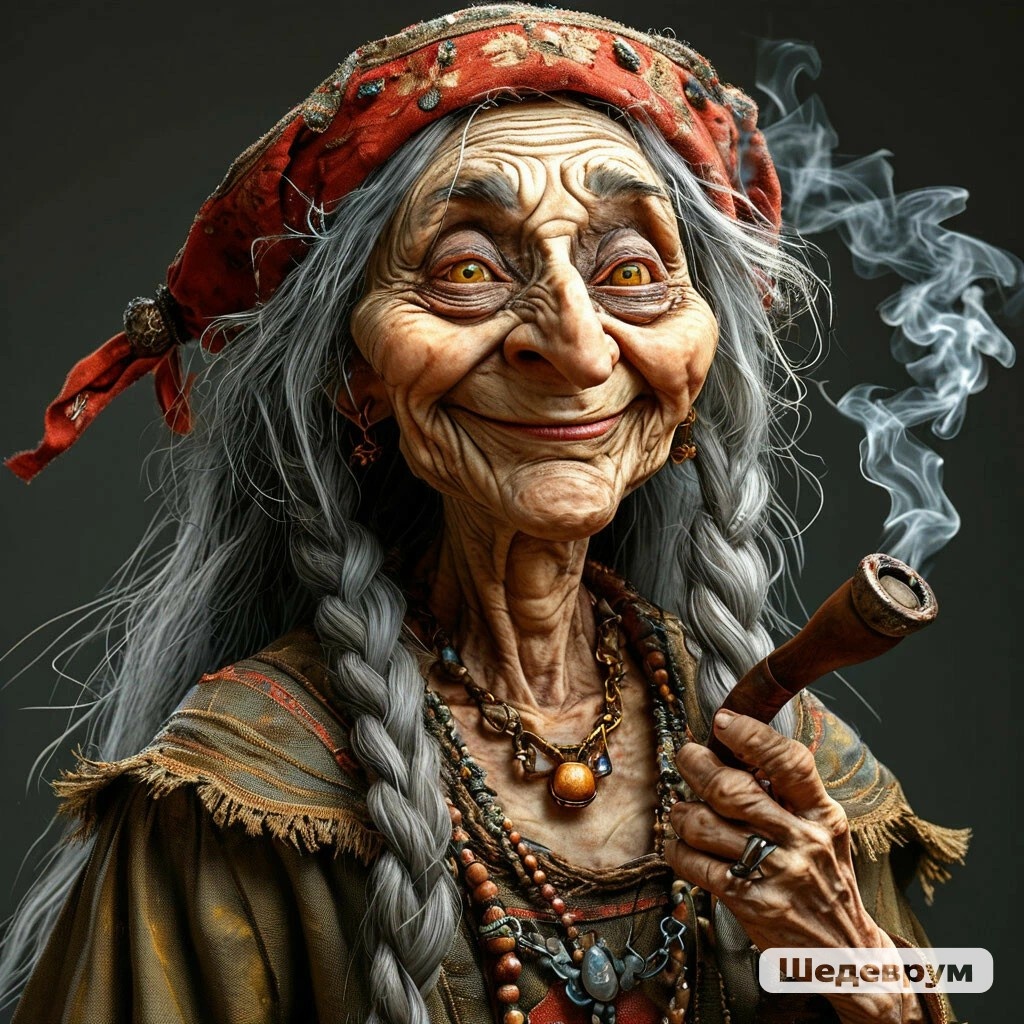Баба Яга по мнению нейросети Шедеврум)))