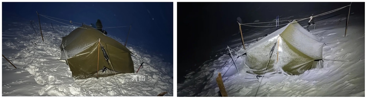 Ночлег энтузиастов в палатке без отопления.