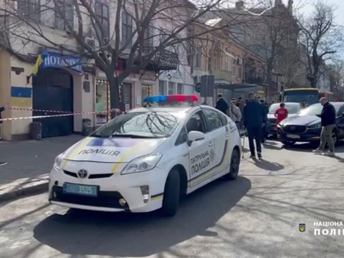    Место убийства организатора беспорядков у Дома профсоюзов Демьяна Ганула© Полиция Одесской области