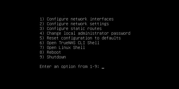 Меню настройки сетевых интерфейсов в TrueNAS SCALE