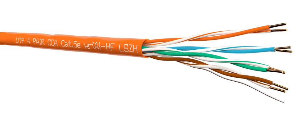 Кабель UTP4 cat.5e, одножильный, 305м, CCA, Проходит Fluke тест, нг(А)-HF LSZH - малодымный, не содержащий галогенов, оранжевый, NETKO Optima Gold