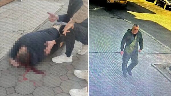 Кадры с места убийства Ганула, справа — вероятный подозреваемый. Фото © Telegram / SHOT