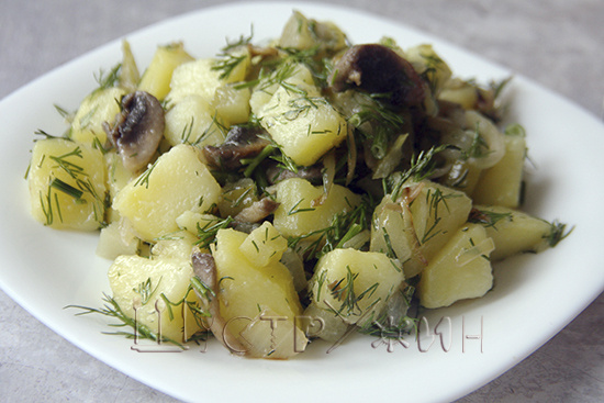 Картофельный салат с грибами.