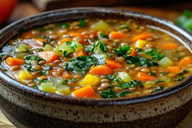    Сытный постный суп с чечевицей и овощами - 2025