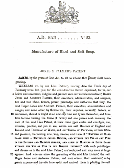 Патент №23 за 1623 г., запись в English Patents of Inventions