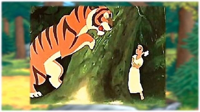 Кадр из советского мультфильма "Девочка в джунглях" 1956 года