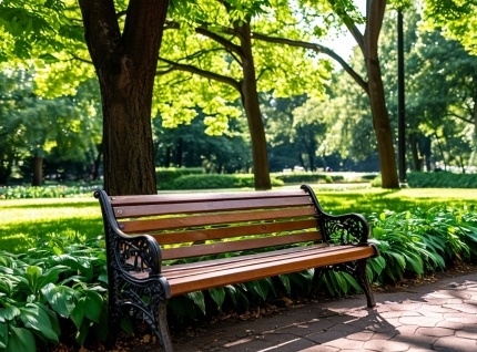 Скамейка в летнем парке.