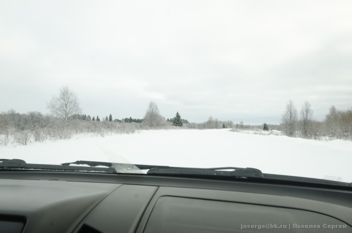 На пути в Кильцу. Пустые пространства быстро перметает снегом