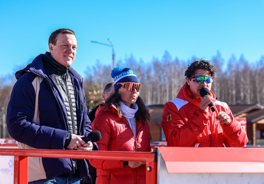 Губернатор Павел Малков с комментаторами Вероникой Гилёвой и Николаем Аксёновым