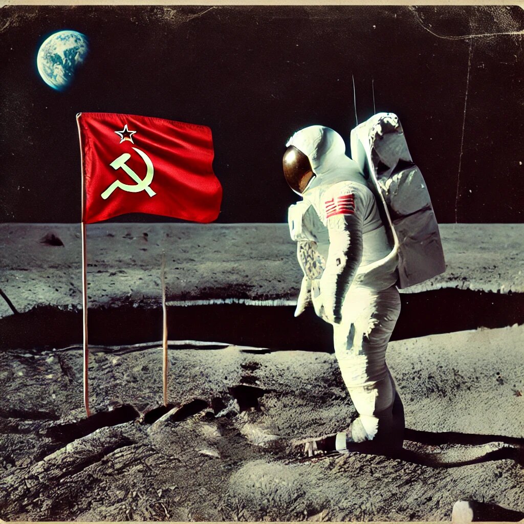  Советский космонавт устанавливает флаг СССР на Луне, 1969 год, альтернативная история