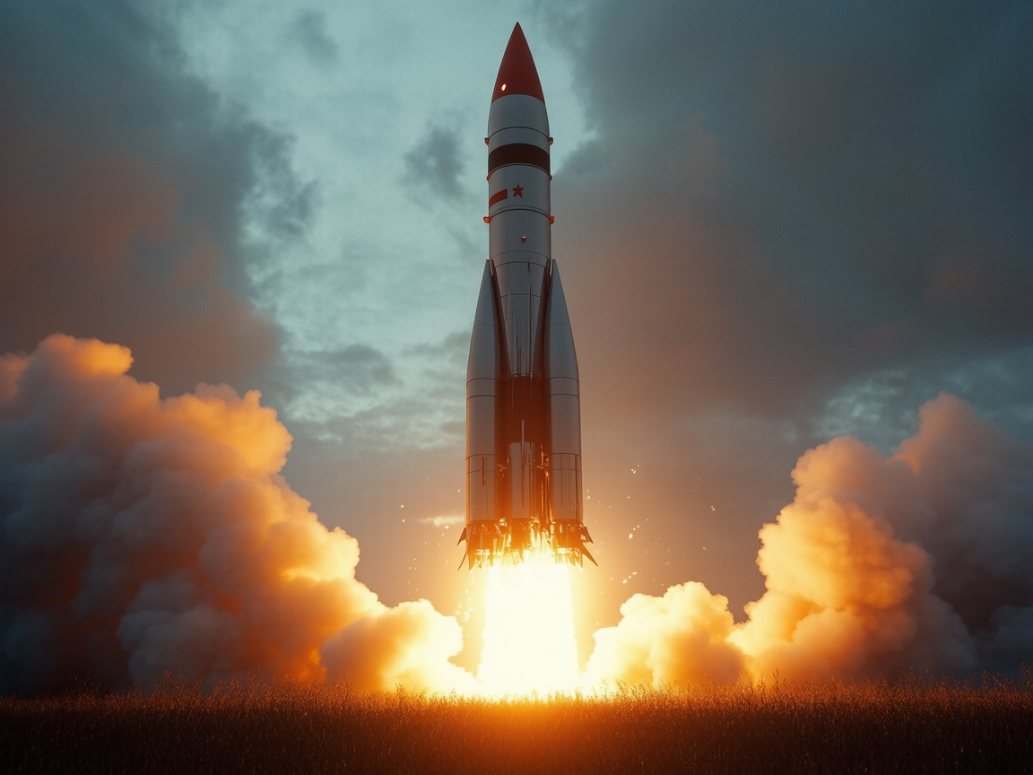 Советская ракета Н1 стартует с космодрома, альтернативная реальность