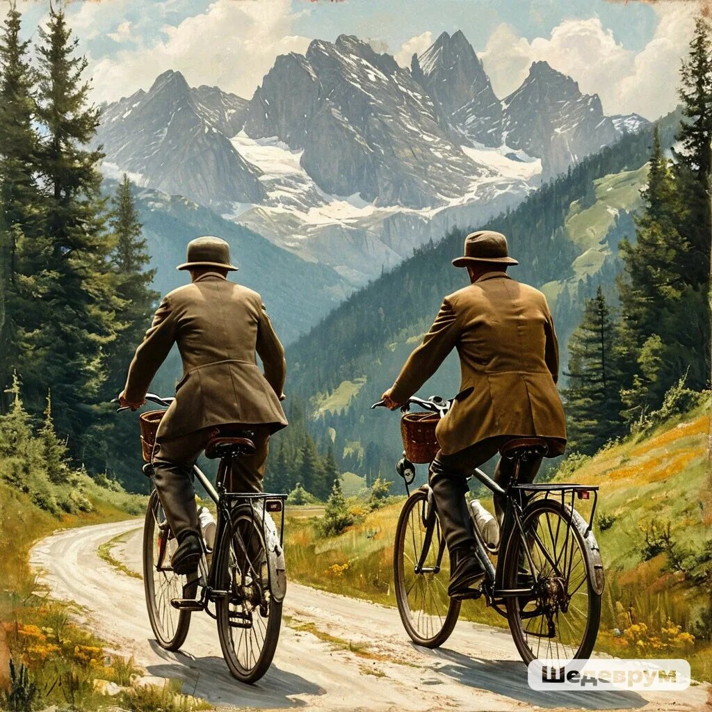 Очень просила Шедеврум нарисовать тандем, но он не поддался. Вообще было бы любопытно как-нибудь покататься на таком, но я и сама никогда его не видела в реальной жизни)