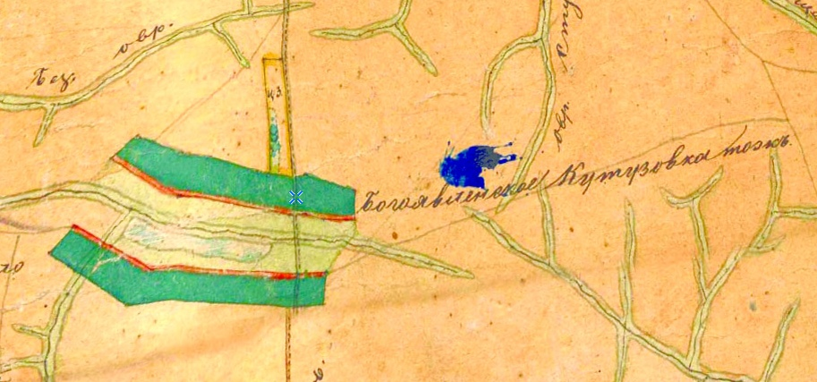 Фрагмент карты села Кузовка до 1770 года