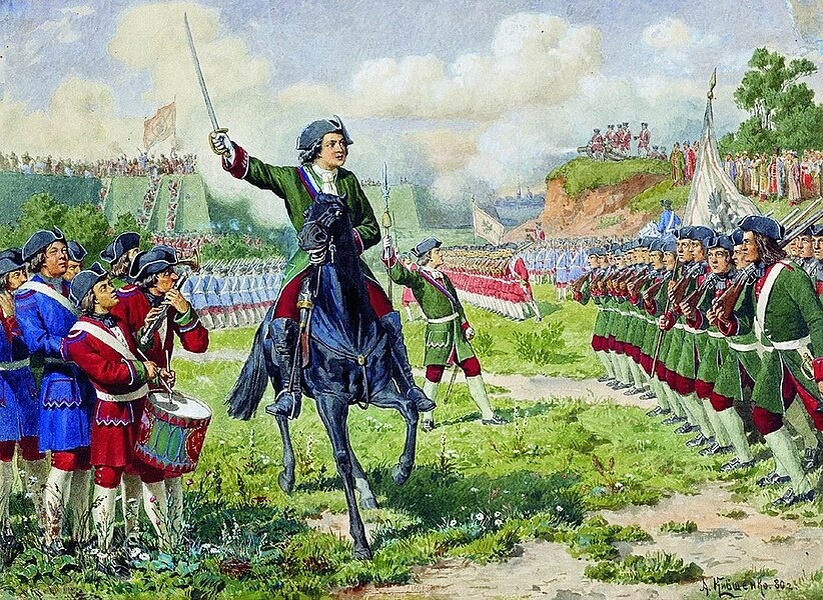 Потешные полки Петра под селом Кожухово.