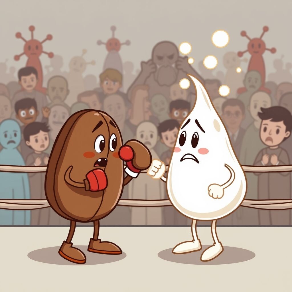 Кофе против молока: битва века? Или всё-таки дружба? Кто победит на молекулярном ринге?