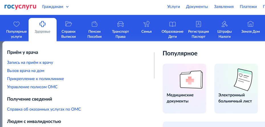    скриншот сайта "Госуслуги"