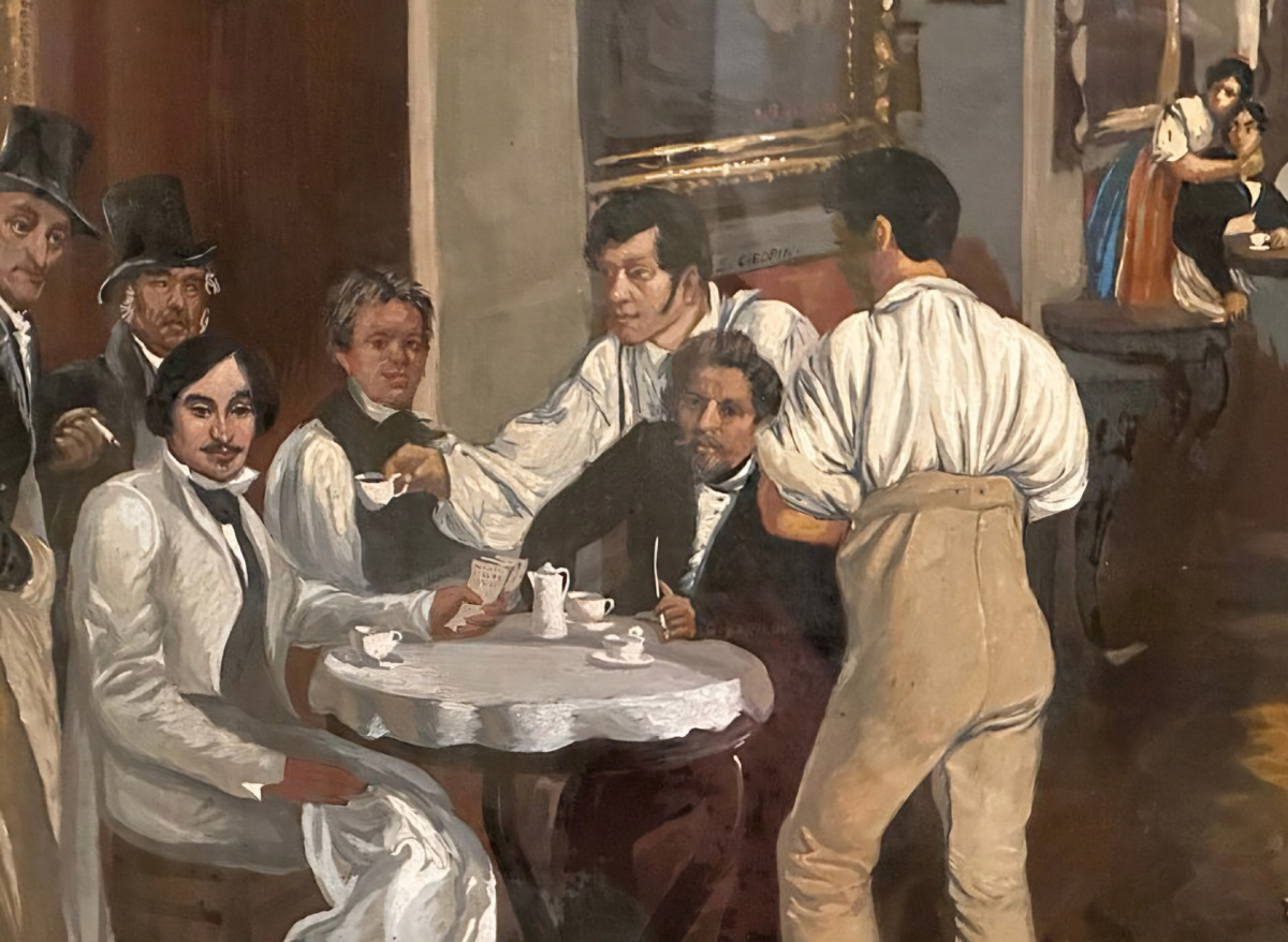 Вот полотно, где на первом плане изображён Н.В.Гоголь. Фотография из интернета 