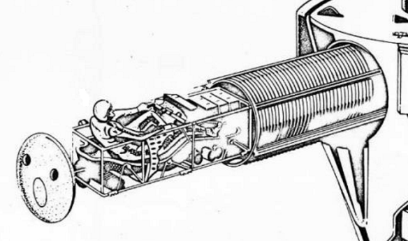 Посадка астронавта в капсулу корабля проекта «Адам».