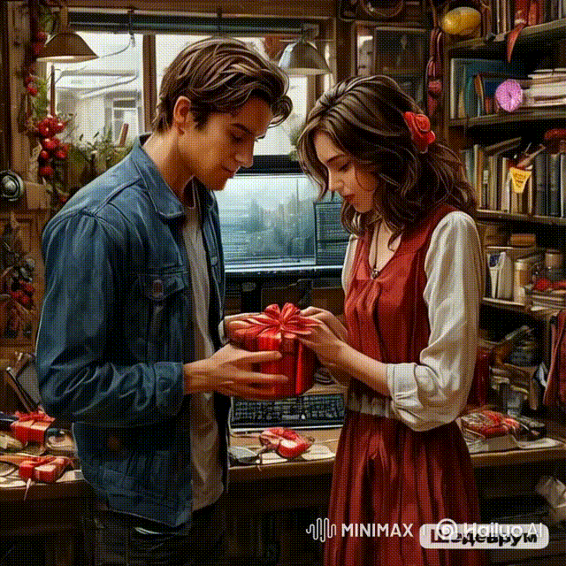 Minimax. Результат "оживления" картинки по запросу "мужчина дарит девушке подарок".