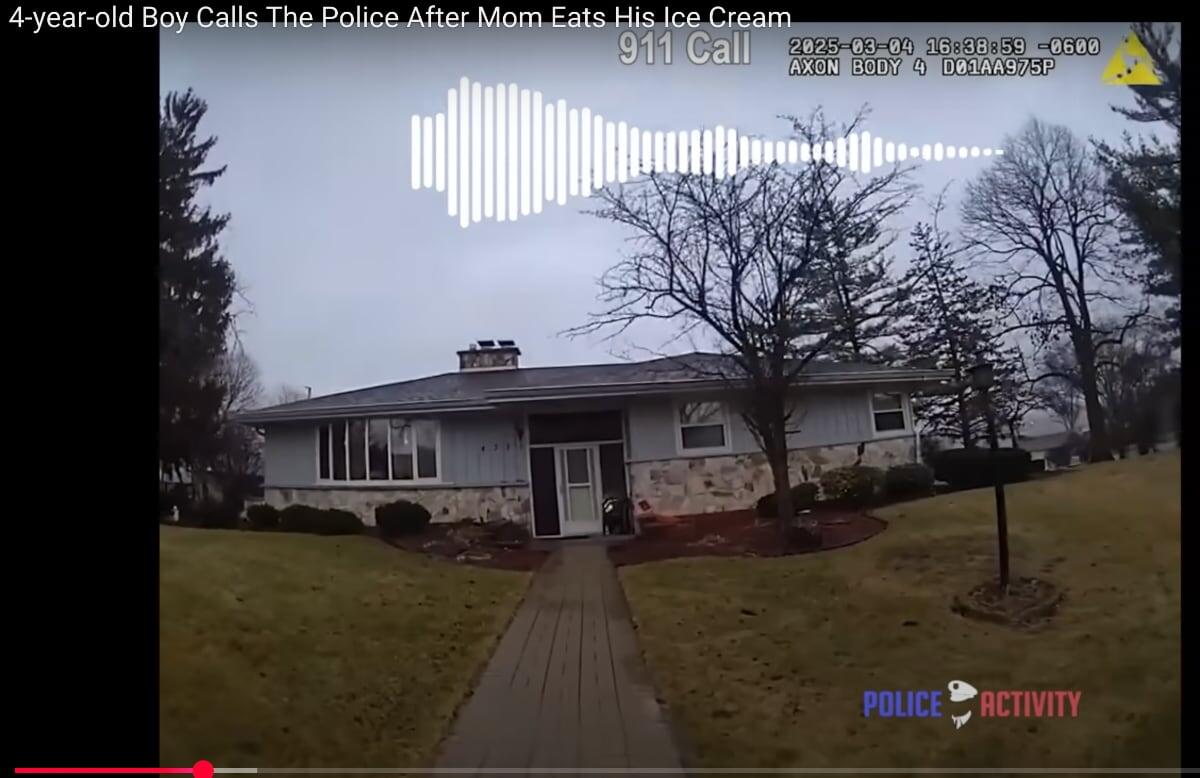 Дом, в котором живет мальчик. Съёмка с нагрудного регистратора полицейского