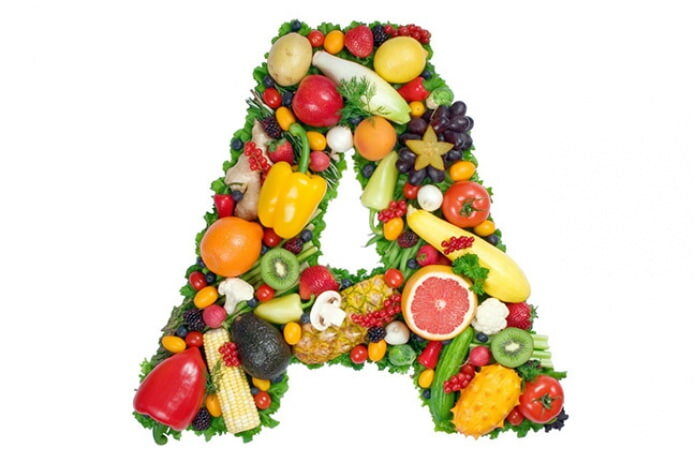 Ряд продуктов, которые содержат витамины.
