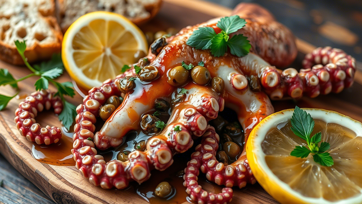 Осьминог с соусом