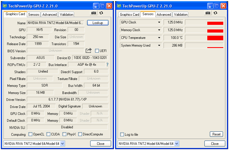 Скриншоты из программы GPU-Z.