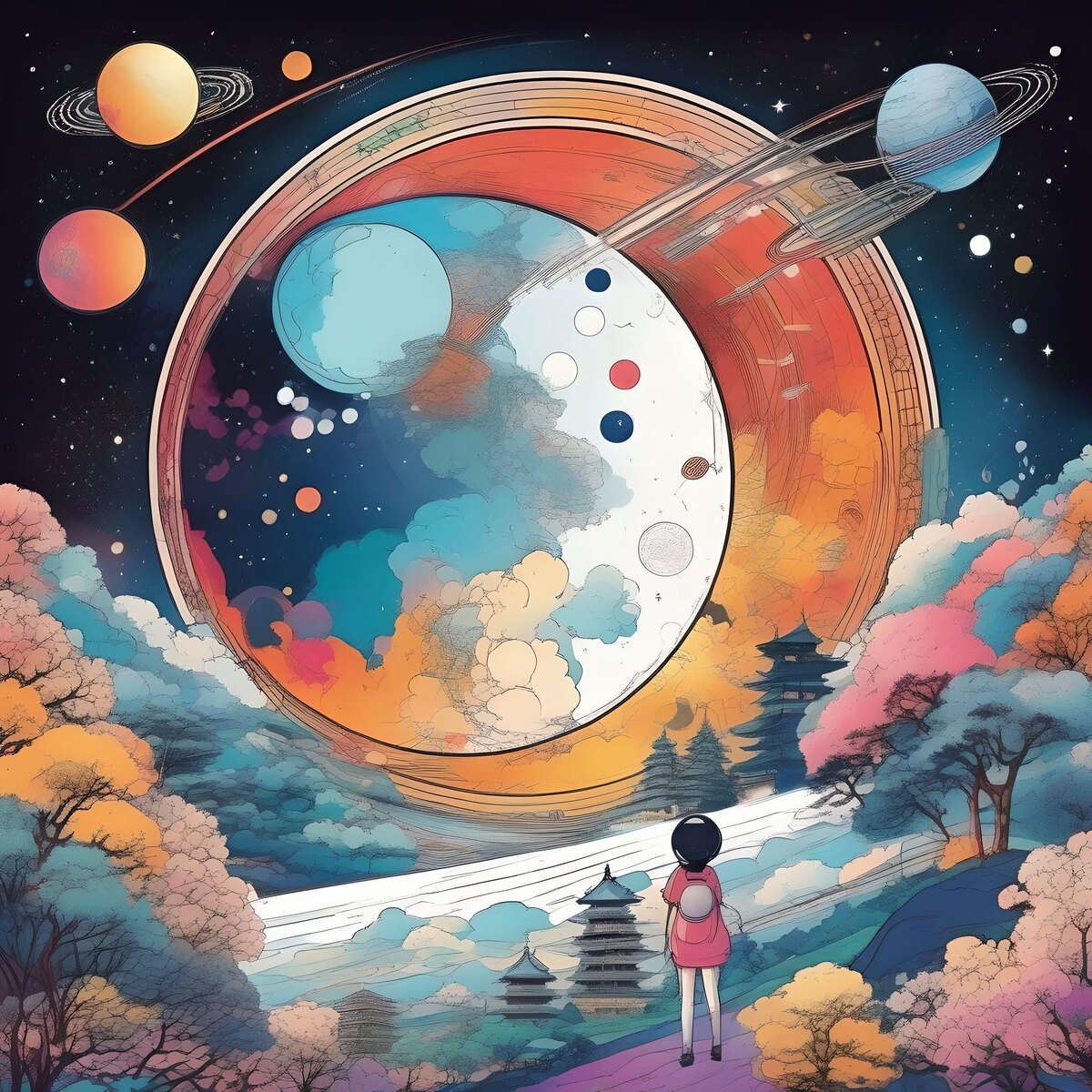 Планеты. Иллюстрация сгенерирована нейросетью