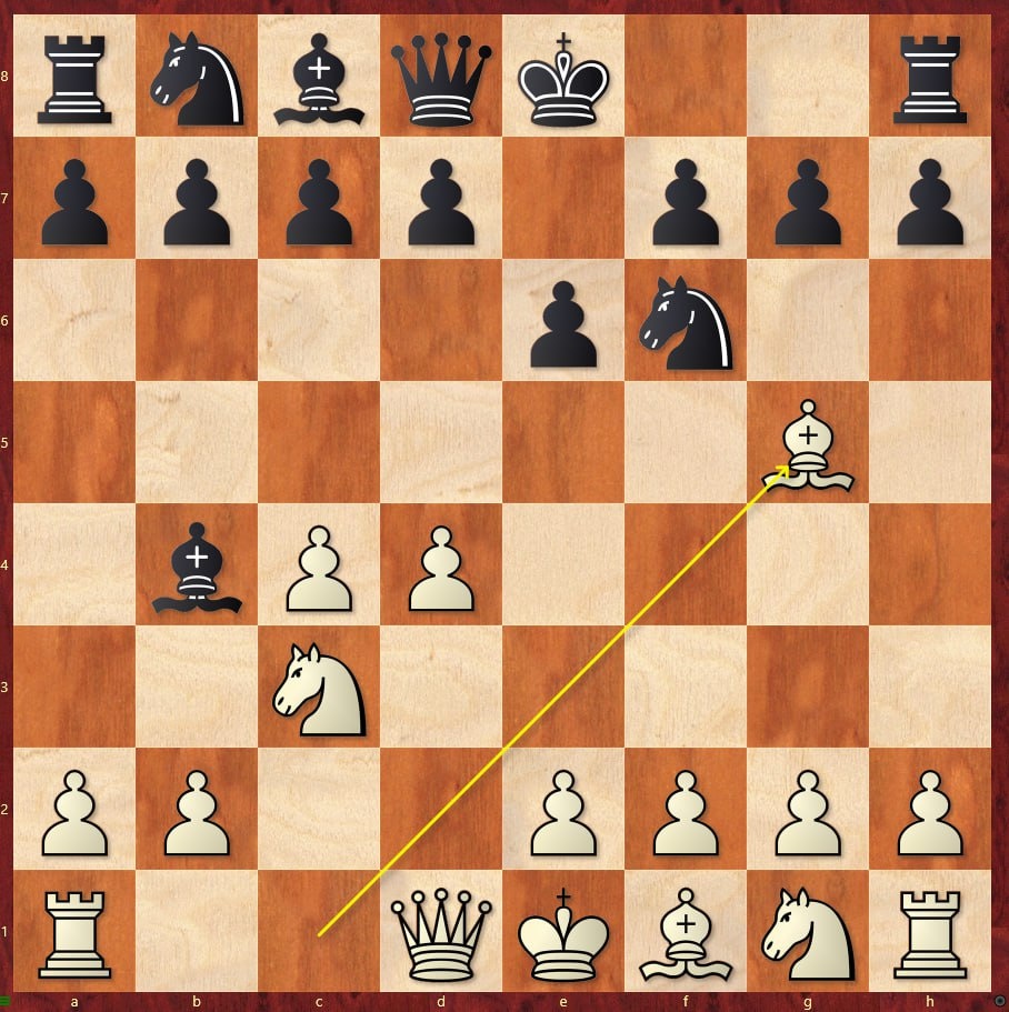 1.d4 Kf6 2.c4 e6 3.Kc3 Cb4 4.Cg5