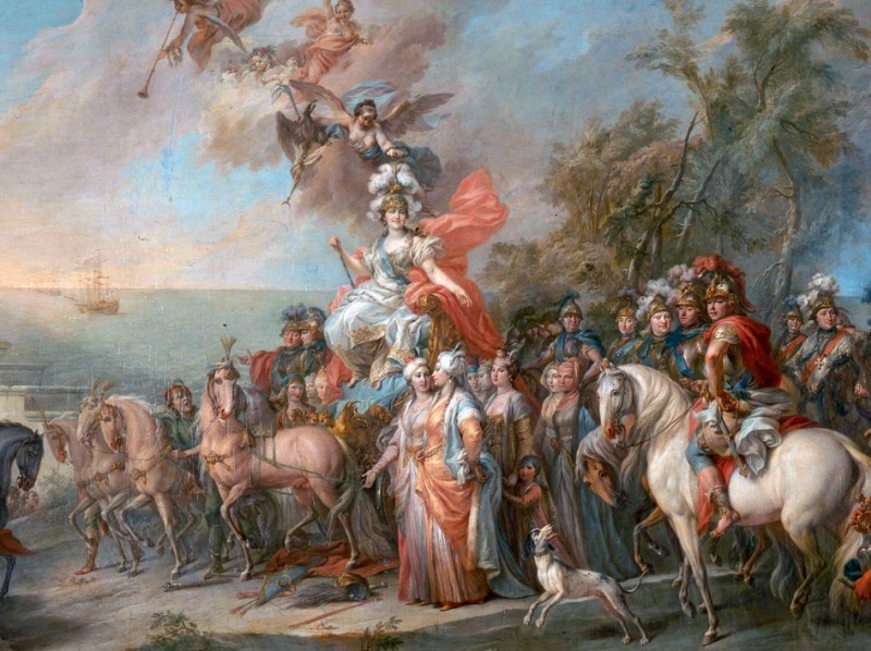 Аллегория победы Екатерины II над турками и татарами.