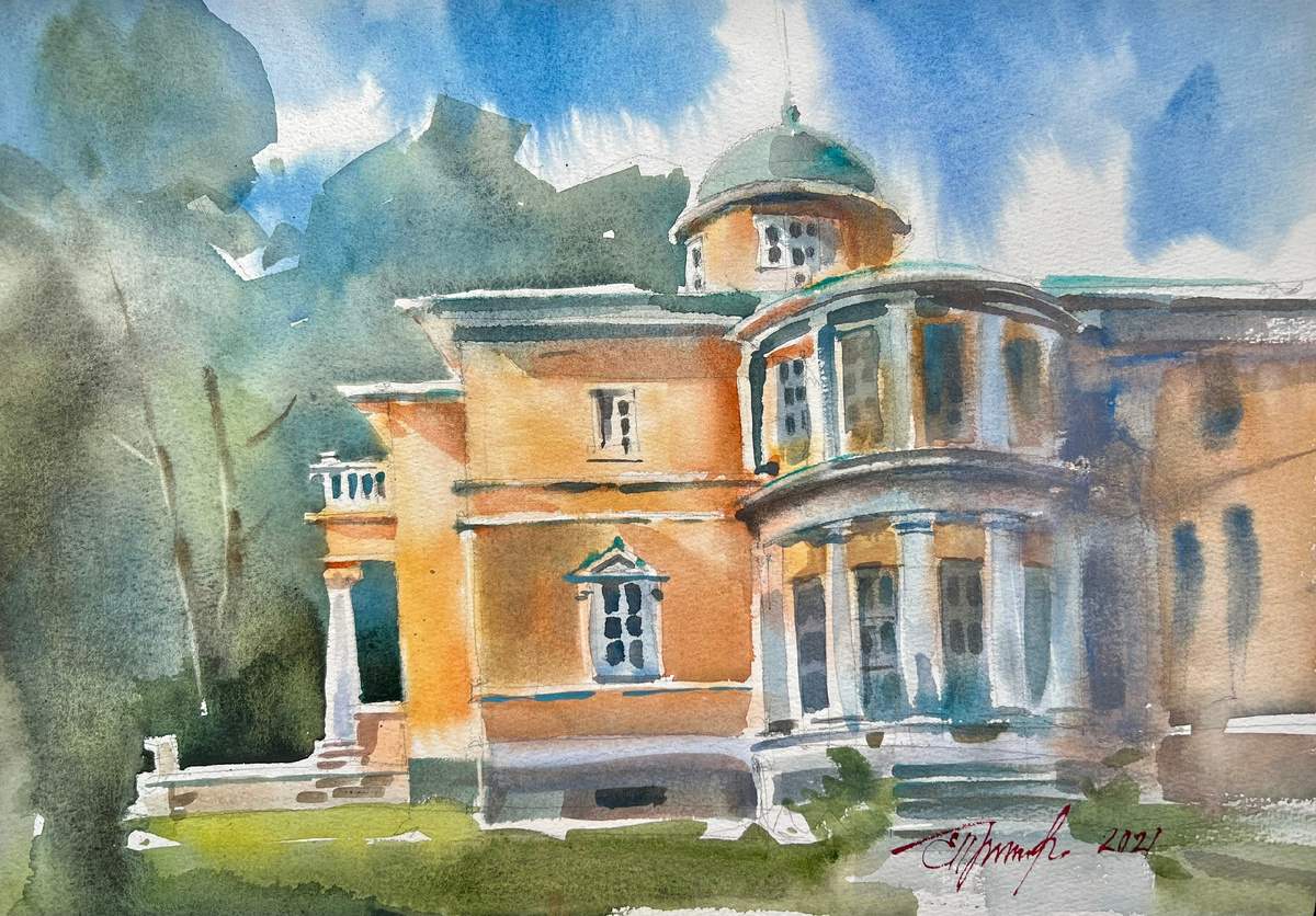 Прокопенкова Елена, "В усадьбе Братцево" бумага, акварель