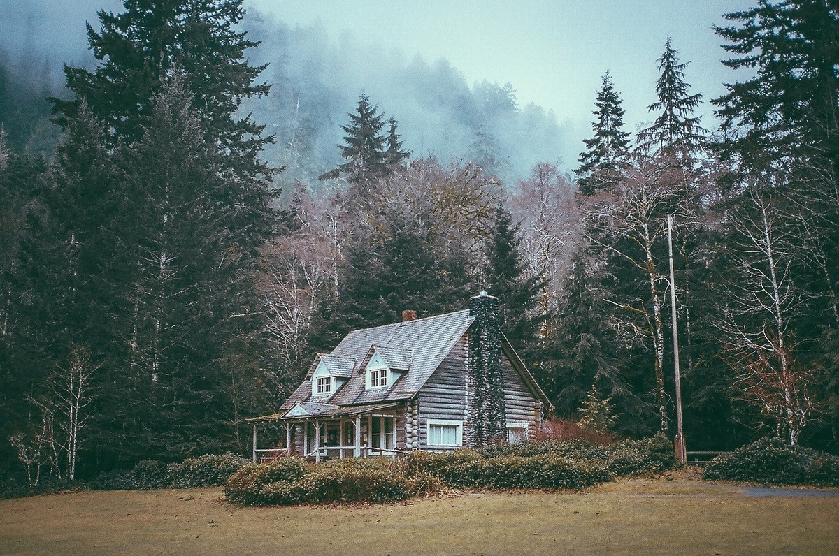 Одинокий домик в лесу