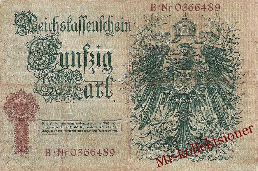 Деньги (банкнота), которых уже нет. 50 марок Рейха (догитлеровского)