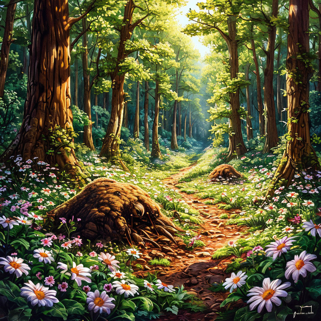 Домик-муравейник в Сказочном лесу. Картинка создана автором в Шедеврум