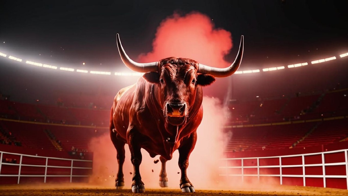 Бык, идущий напролом, как напористый бизнесмен.